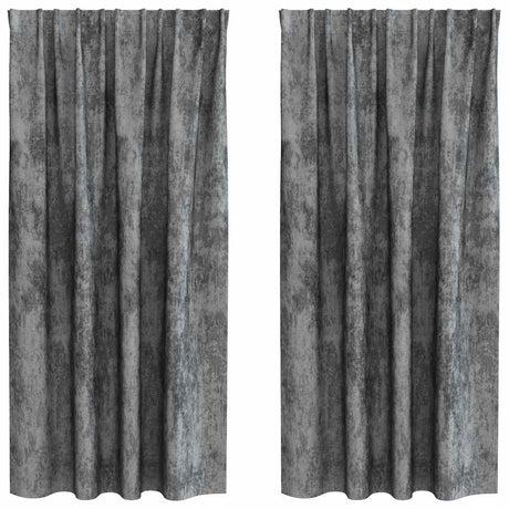 Vidaxl velvet gordijnen met gordijnen 2 pcs grijs 175 x 140 cm fluweel