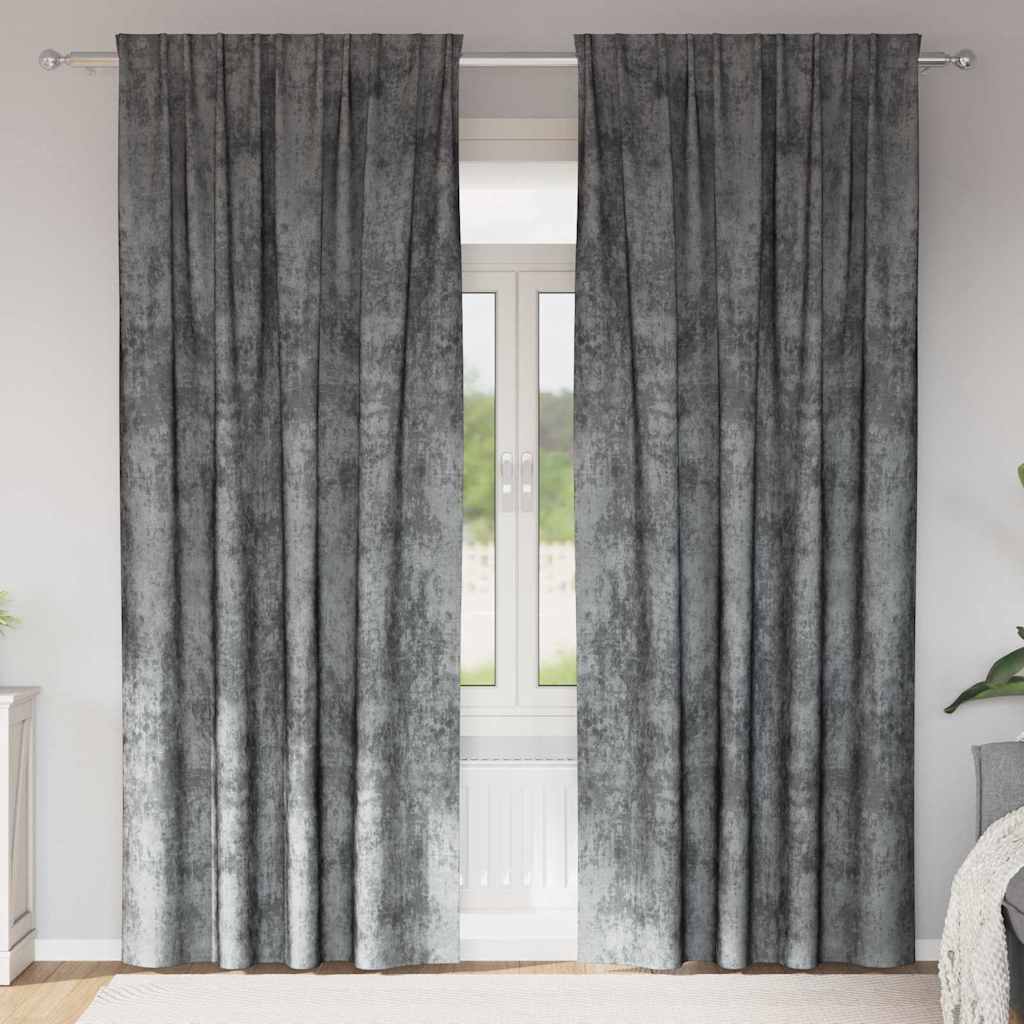 Vidaxl velvet gordijnen met gordijnen 2 pcs grijs 225 x 140 cm fluweel