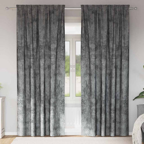 Vidaxl velvet gordijnen met gordijnen 2 pcs grijs 225 x 140 cm fluweel