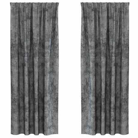 Vidaxl velvet gordijnen met gordijnen 2 pcs grijs 225 x 140 cm fluweel