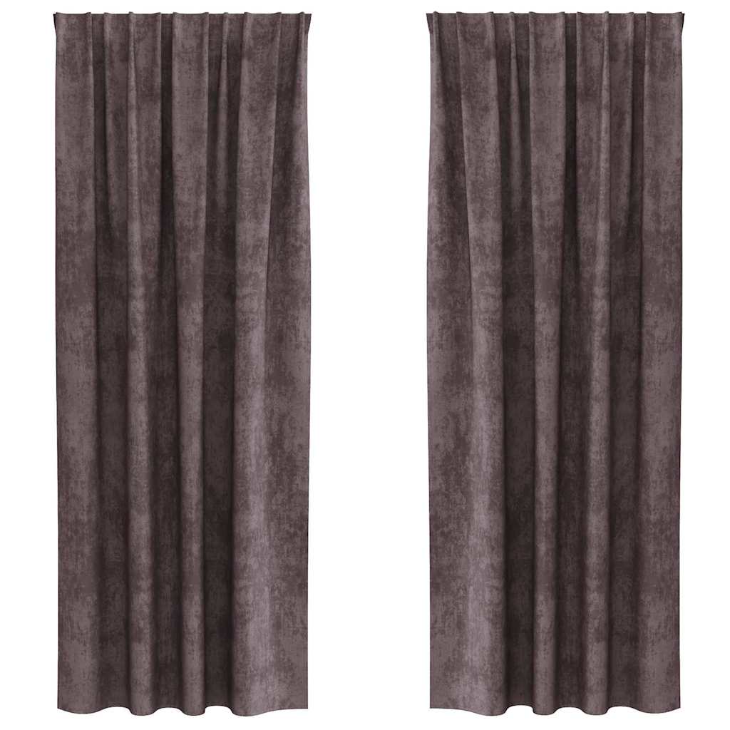 Vidaxl velvet gordijnen met gordijnen 2 pcs bruin 245 x 140 cm fluweel
