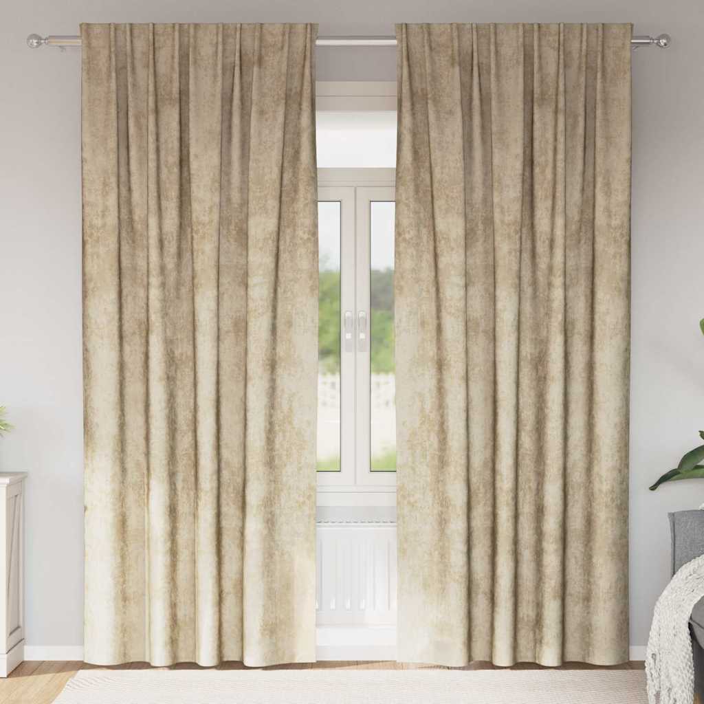 Vidaxl velvet gordijnen met gordijnen 2 pcs crème 260 x 140 cm fluweel
