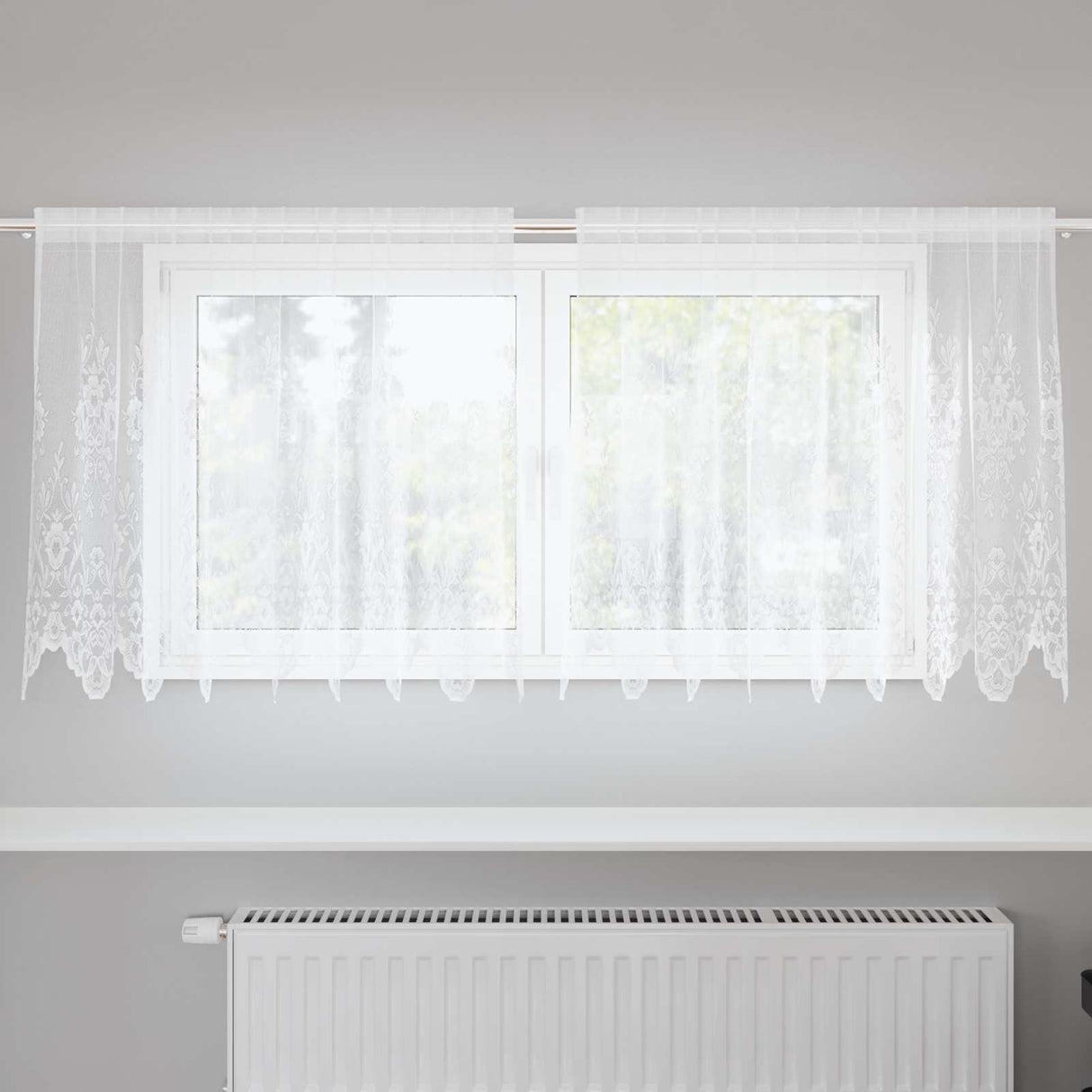 Vidaxl kantgordijn met gordijnen bloemen wit 100 x 200 cm polyester