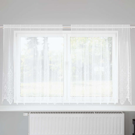 Vidaxl kantgordijn met gordijnen bloemen wit 140 x 200 cm polyester