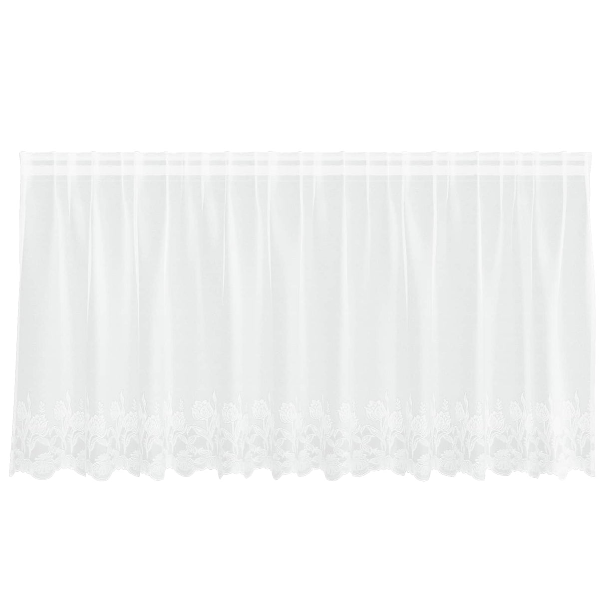 Vidaxl kantgordijn met gordijnen bloemen wit 80 x 300 cm polyester