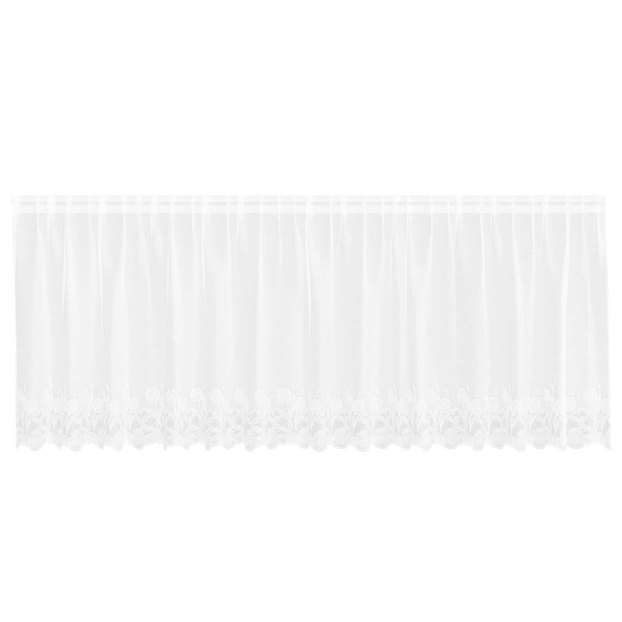 Vidaxl kantgordijn met gordijnen bloemen wit 100 x 400 cm polyester