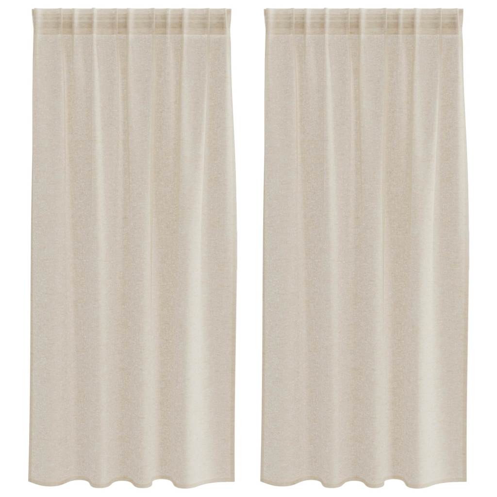 Vidaxl voile gordijn met gordijnen 2 pcs zand 175 x 140 cm polyester