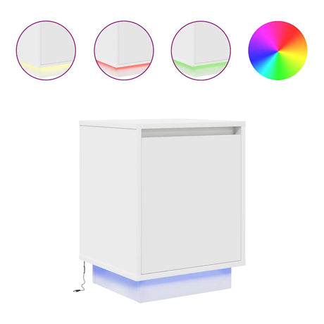 Vidaxl nachtkastje met led-verlichting 38x34x50 cm wit