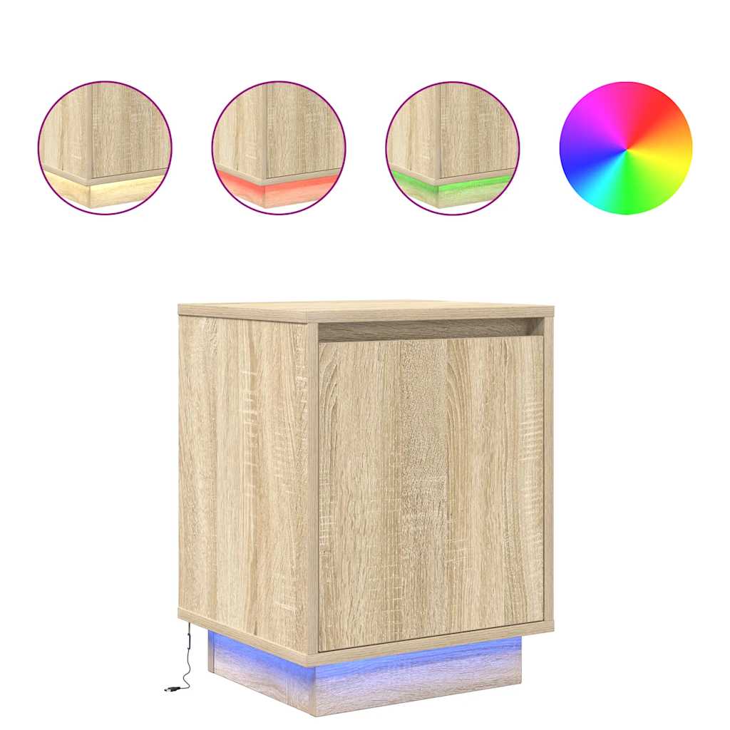 Vidaxl nachtkastjes met led-verlichting 2 st sonoma eikenkleurig