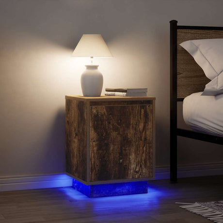 Vidaxl nachtkastjes met led-verlichting 2 st gerookt eikenkleurig