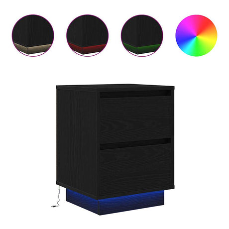 Vidaxl nachtkastje met led-verlichting 38x34x50 cm zwart