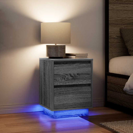 Vidaxl nachtkastjes met led 2 st 38x34x50 cm grijs sonoma