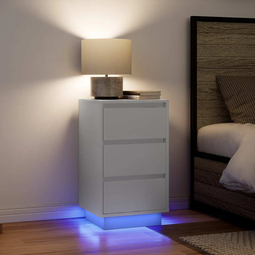 Vidaxl nachtkastje met led-verlichting 38x34x65 cm wit