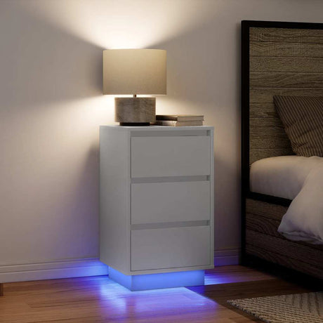 Vidaxl nachtkastje met led-verlichting 38x34x65 cm wit