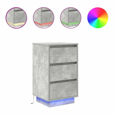 Vidaxl nachtkastje met led-verlichting 38x34x65 cm betongrijs