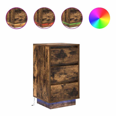 Vidaxl nachtkastje met led-verlichting 38x34x65cm gerookt eikenkleurig