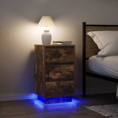 Vidaxl nachtkastje met led-verlichting 38x34x65cm gerookt eikenkleurig