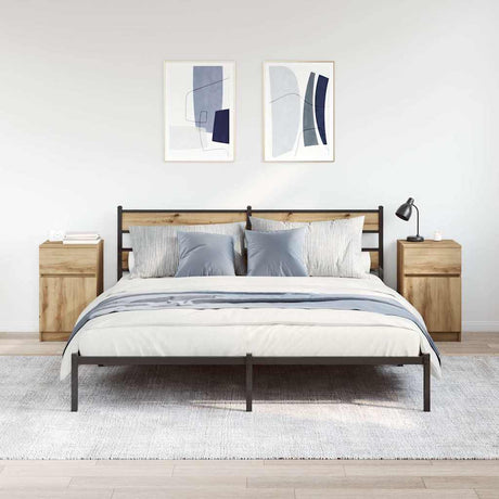 Vidaxl nachtkastjes 2 st 39x35x65cm bewerkt hout artisanaal eikenkleur