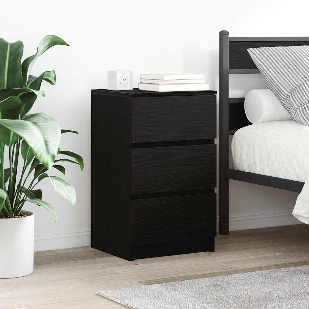 Vidaxl nachtkastje met 3 lades 39x35x65 cm zwart