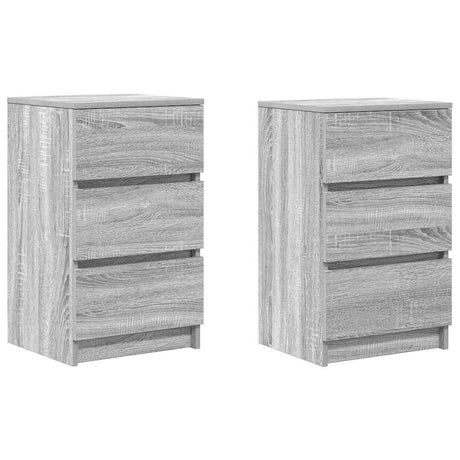 Vidaxl nachtkastjes met 3 lades 2 st 39x35x65 cm grijs sonoma