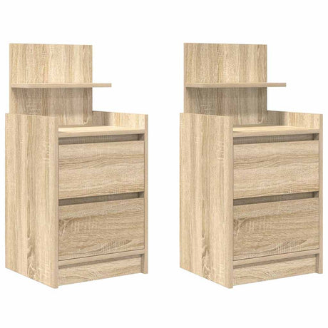 Vidaxl nachtkastjes met 2 lades 2 st 38x34x80 cm sonoma eikenkleurig
