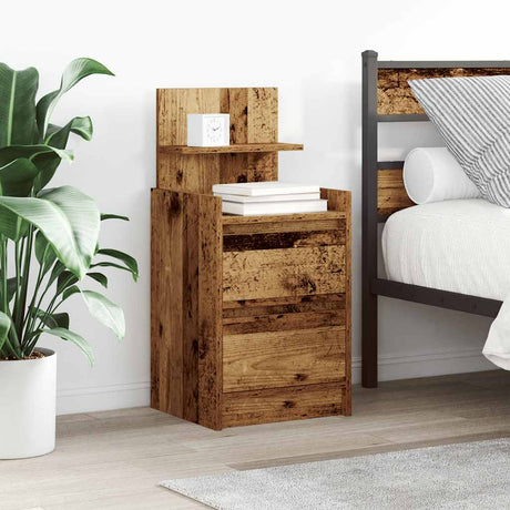 Vidaxl nachtkastje met 2 lades 38x34x80 cm oud houtkleurig