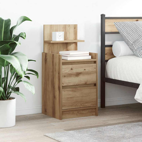 Vidaxl nachtkastje met 2 lades 38x34x80 cm artisanaal eikenkleurig