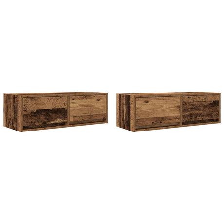 Vidaxl tv-meubels 2 st 80x31x25,5 cm bewerkt hout oud houtkleurig
