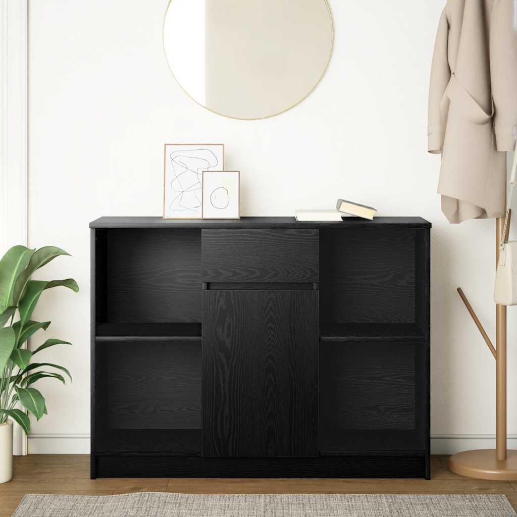 Vidaxl dressoir met lade 101x35x76 cm spaanplaat zwart eikenkleurig