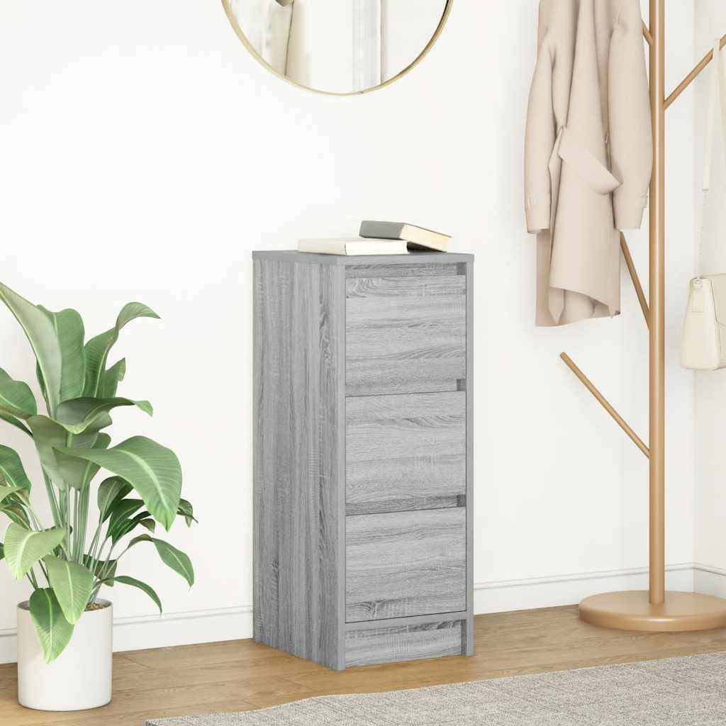 Vidaxl dressoir 29,5x34x76 cm bewerkt hout grijs sonoma eikenkleurig
