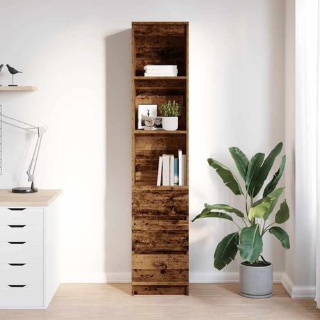 Vidaxl hoge kast 37,5x35x180 cm bewerkt hout oud houtkleurig
