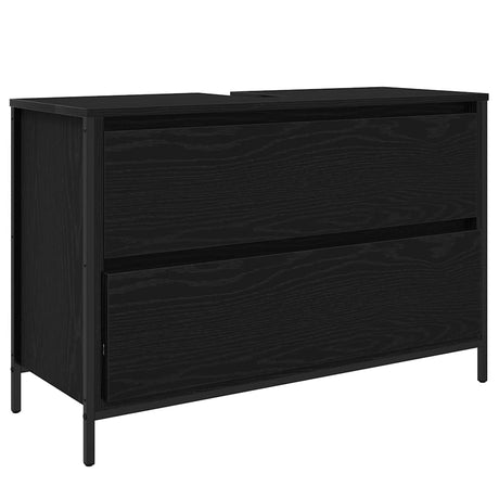 Vidaxl badkamerkast met lades 90x34,5x60 cm zwart eikenkleurig