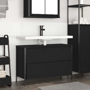 Vidaxl badkamerkast met lades 90x34,5x60 cm zwart eikenkleurig