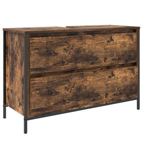 Vidaxl badkamerkast met lades 90x34,5x60 cm gerookt eikenkleurig