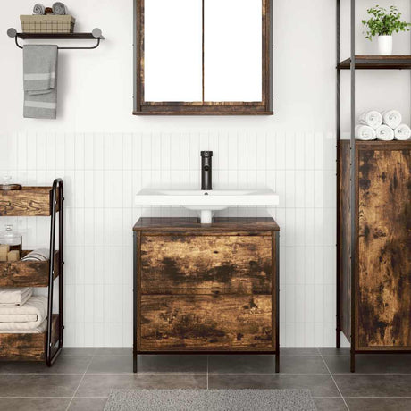 Vidaxl badkamerkast met lades 60x34,5x60 cm gerookt eikenkleurig