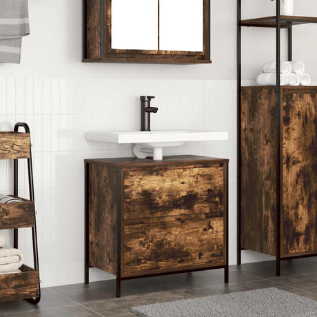 Vidaxl badkamerkast met lades 60x34,5x60 cm gerookt eikenkleurig