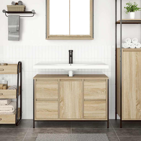 Vidaxl wastafelkast met lades 90x34,5x60 cm sonoma eikenkleurig