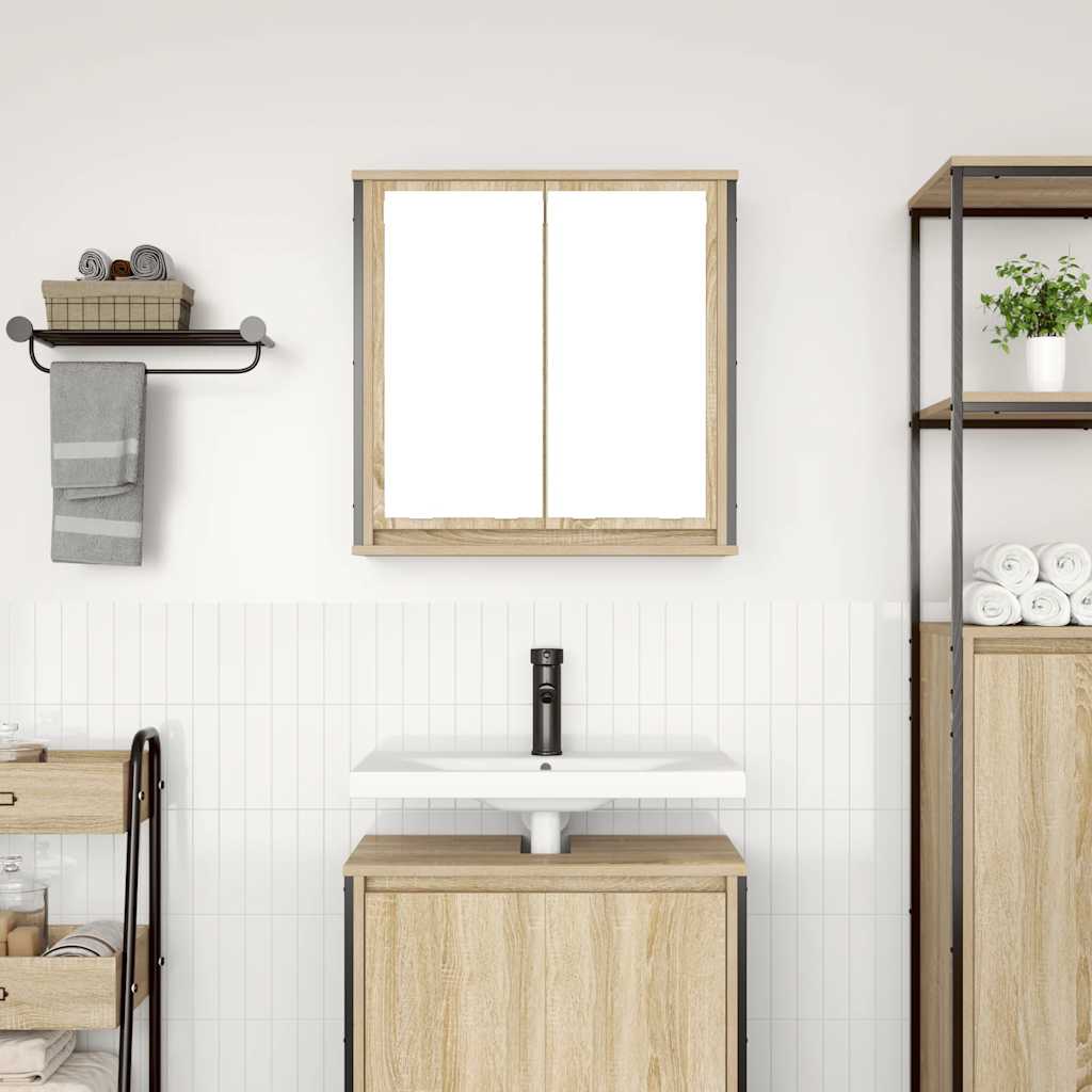 Vidaxl badkamerwandkast met spiegel 60x21x60 cm sonoma eikenkleurig