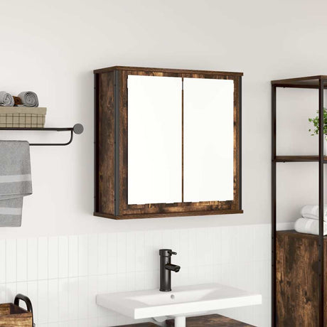 Vidaxl badkamerwandkast met spiegel 60x21x60 cm gerookt eiken