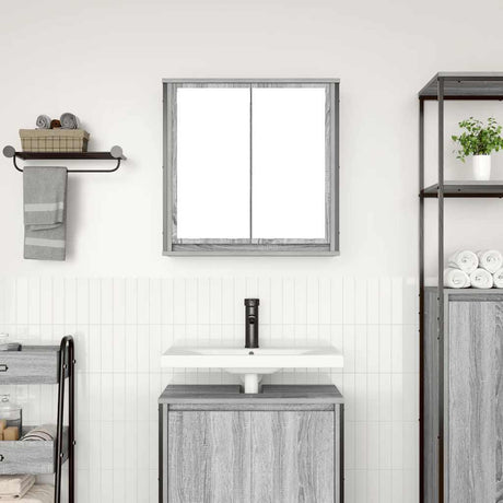 Vidaxl badkamerwandkast met spiegel 60x21x60 cm sonoma grijs