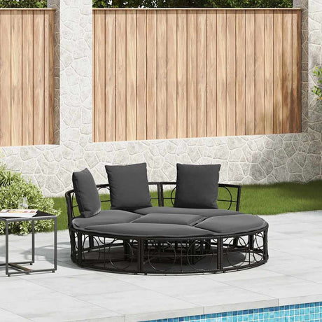 Vidaxl loungebed voor buiten zonder luifel poly rattan zwart
