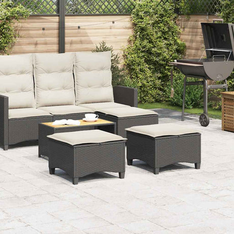 Vidaxl tuinkrukken met kussens 2 st 55x55x36 cm poly rattan zwart