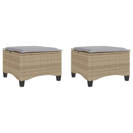 Vidaxl tuinkrukken met kussens 2 st 55x55x36 cm poly rattan beige