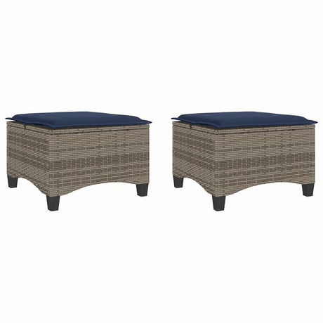 Vidaxl tuinkrukken met kussens 2 st 55x55x36 cm poly rattan grijs
