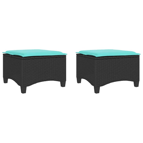 Vidaxl tuinkrukken met kussens 2 st 55x55x36 cm poly rattan zwart