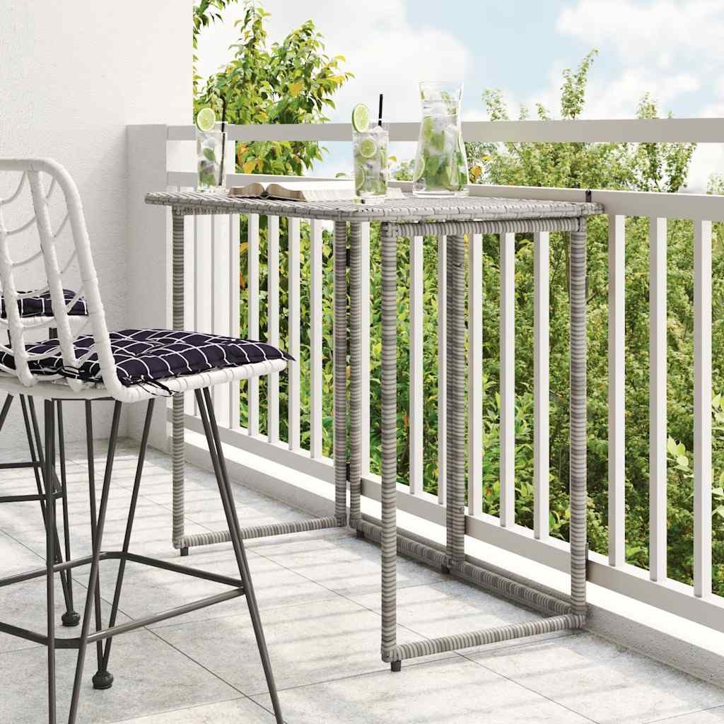 Vidaxl tuintafel inklapbaar 90x51x75 cm poly rattan grijs