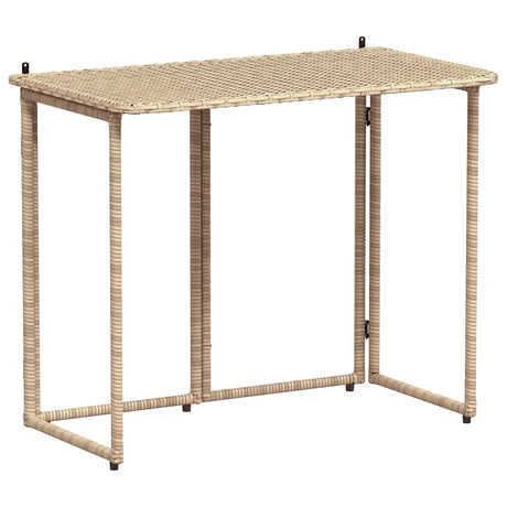 Vidaxl tuintafel inklapbaar 90x51x75 cm poly rattan beige