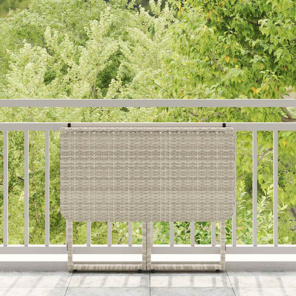 Vidaxl tuintafel inklapbaar 90x51x75 cm poly rattan lichtgrijs
