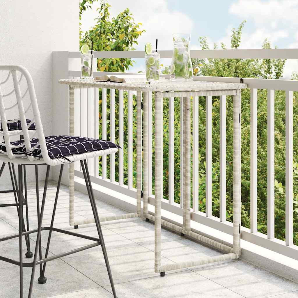 Vidaxl tuintafel inklapbaar 90x51x75 cm poly rattan lichtgrijs