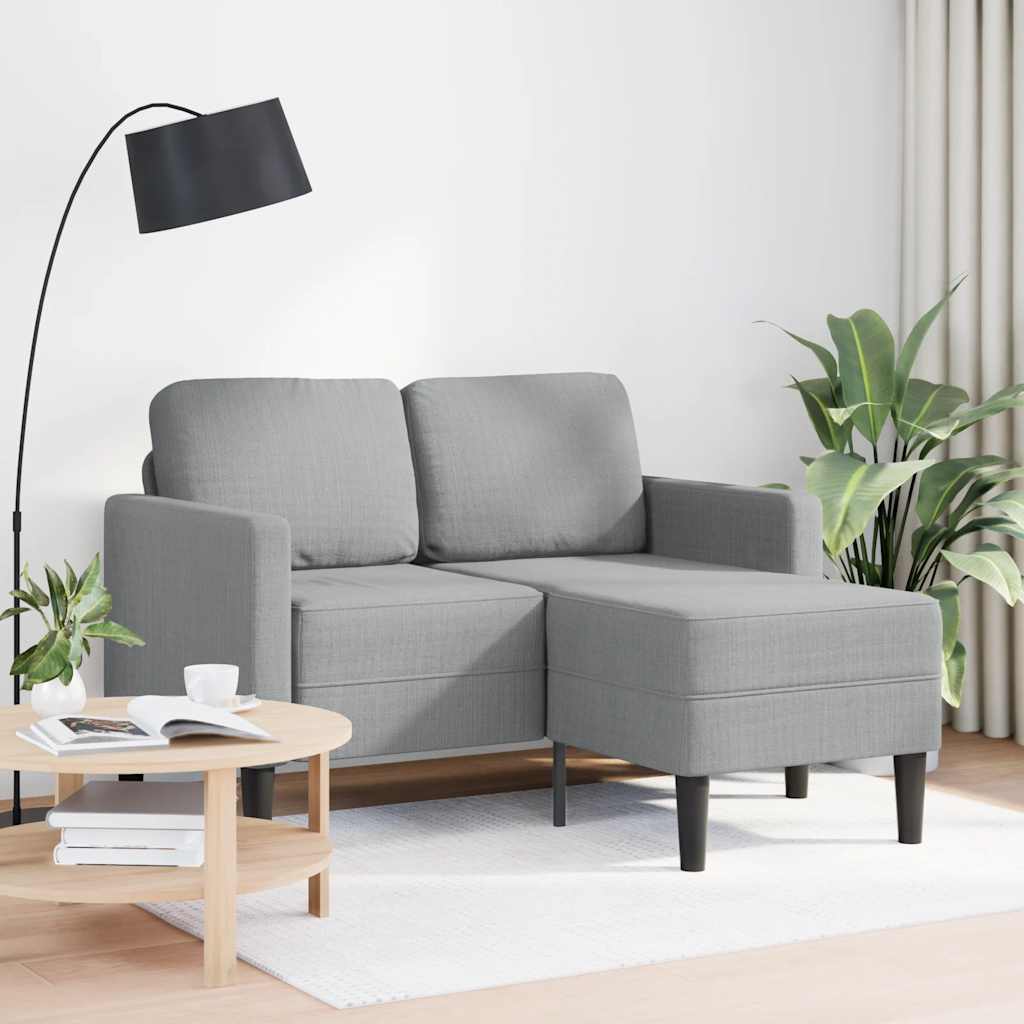 Vidaxl 2-zitsbank met ligstoel l-vormig lichtgrijs 125 cm stof